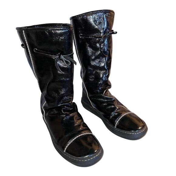 Luc Berjen Malaspina 39EU 7.5-8US Moto Biker Slouch Grunge Accent Tie Calf Boot - Picture 3 of 9